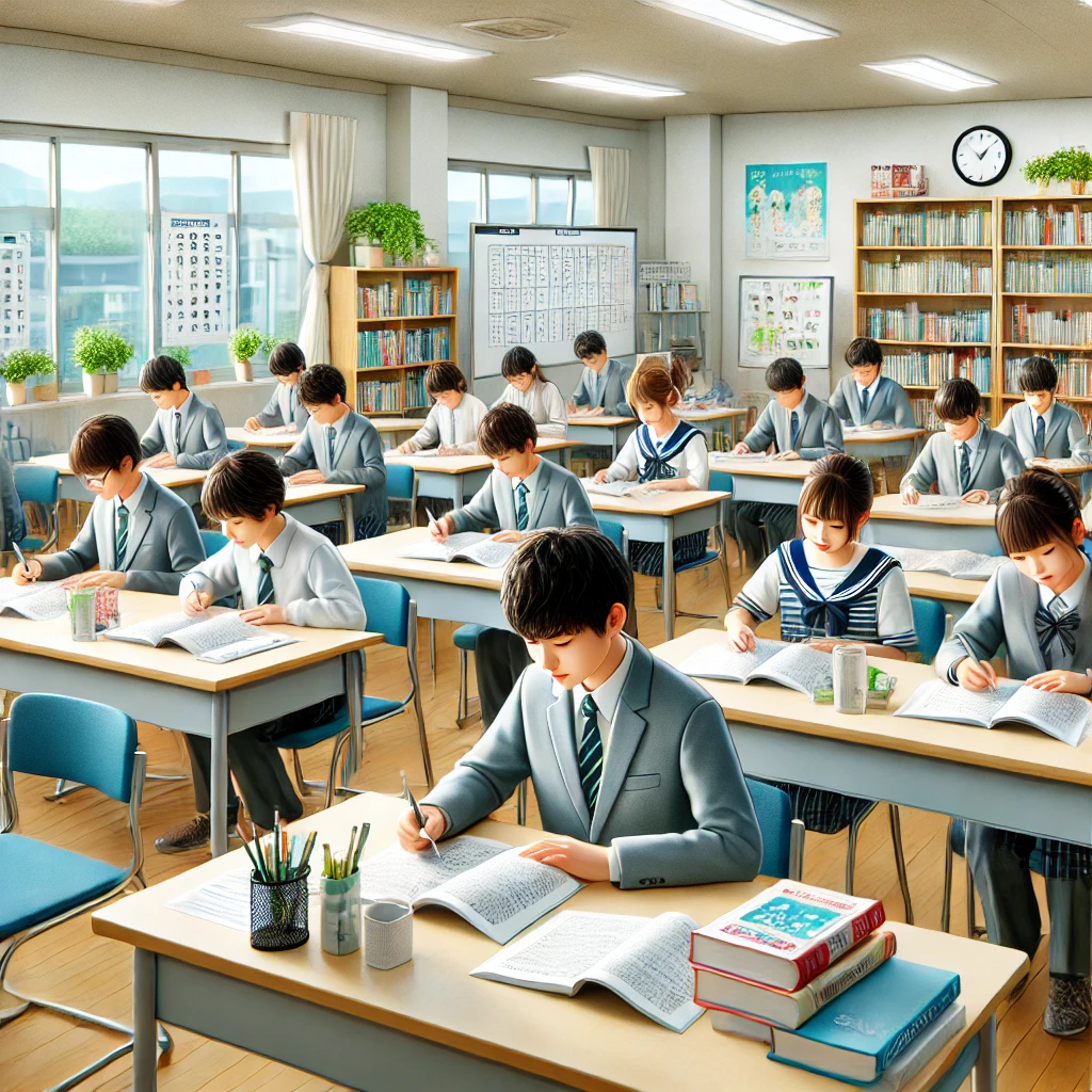 勉強する中学生